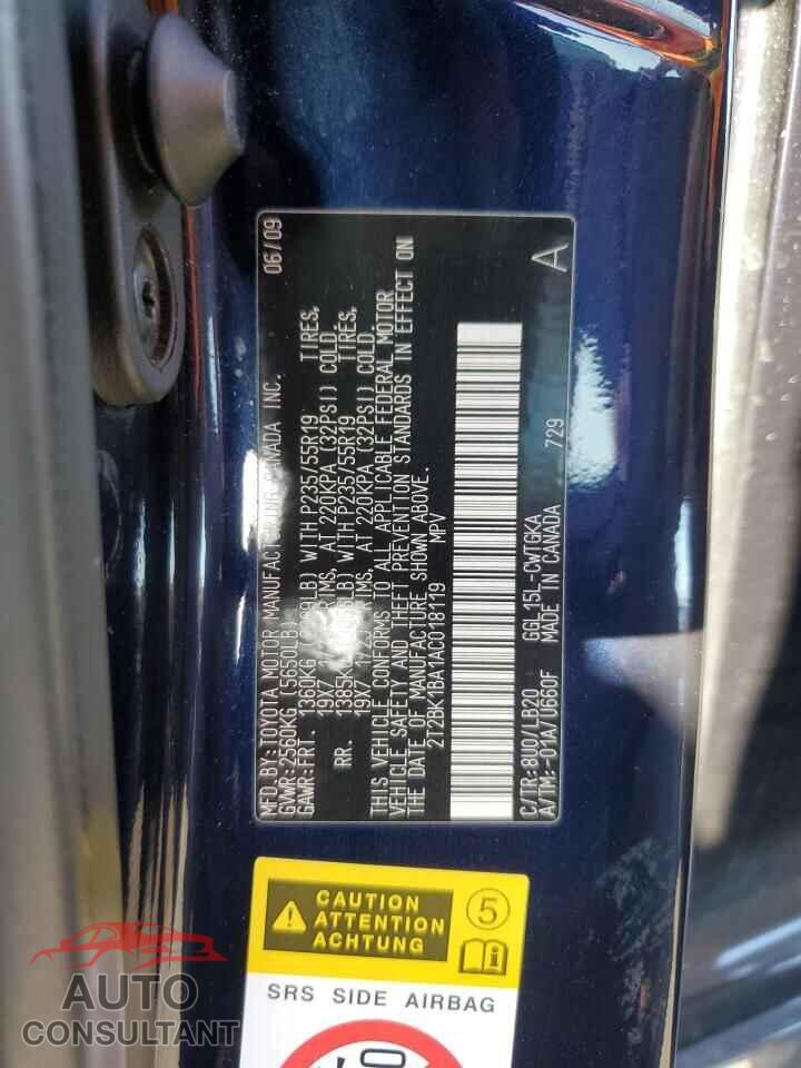 LEXUS RX350 2010 - 2T2BK1BA1AC018119
