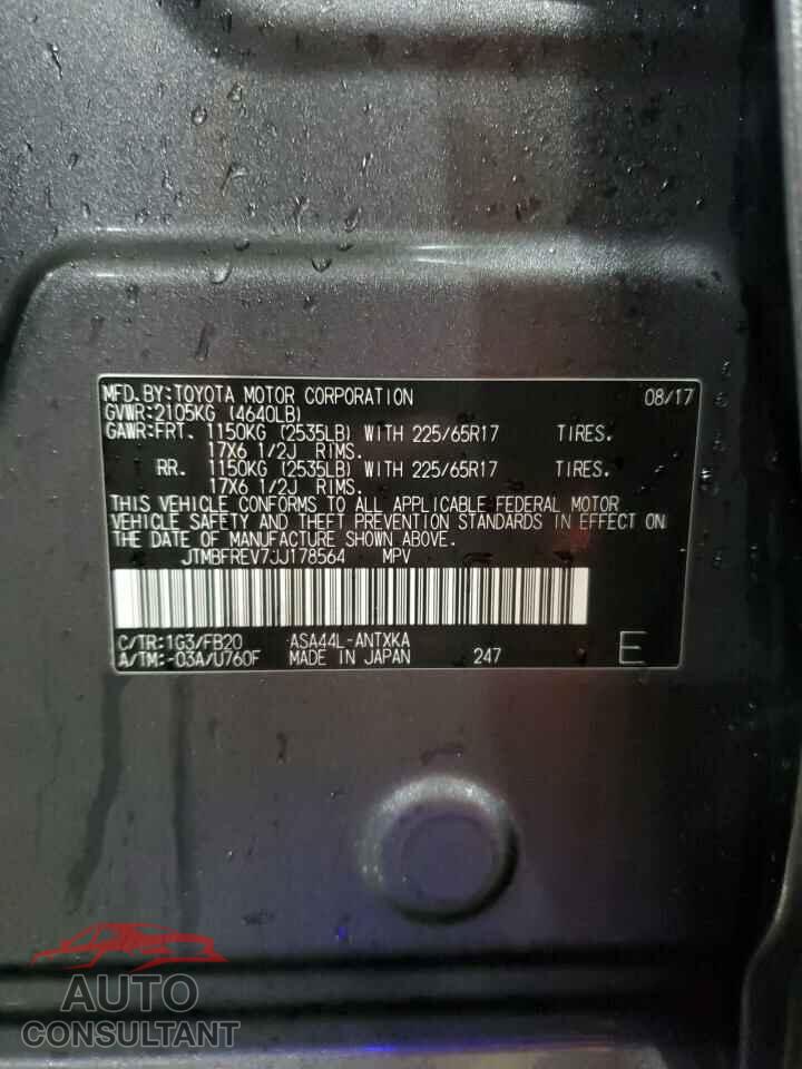 TOYOTA RAV4 2018 - JTMBFREV7JJ178564