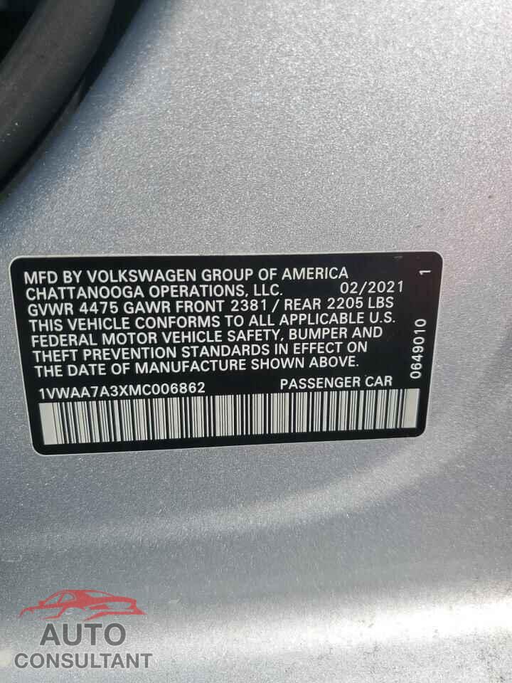 VOLKSWAGEN PASSAT 2021 - 1VWAA7A3XMC006862