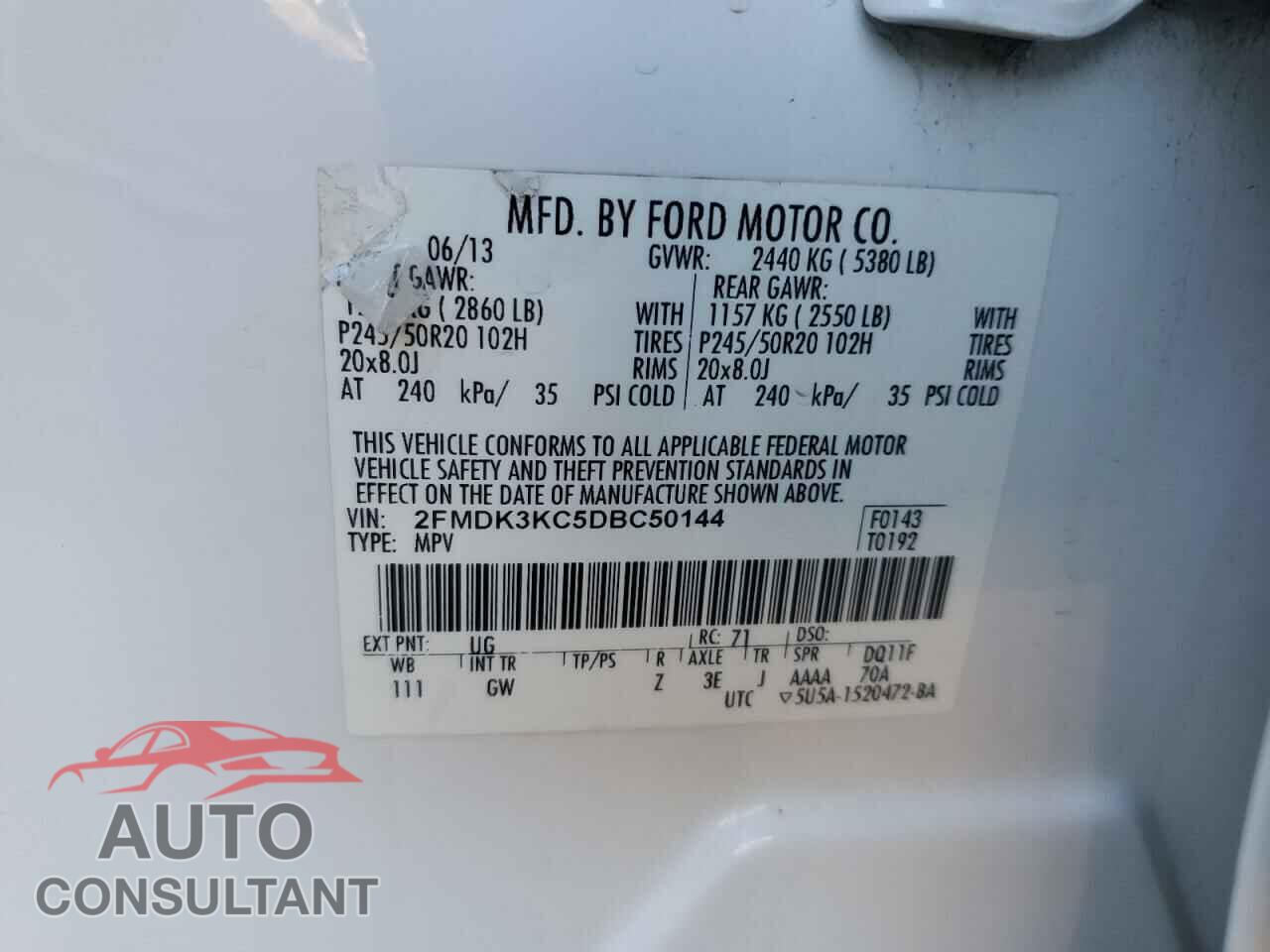FORD EDGE 2013 - 2FMDK3KC5DBC50144