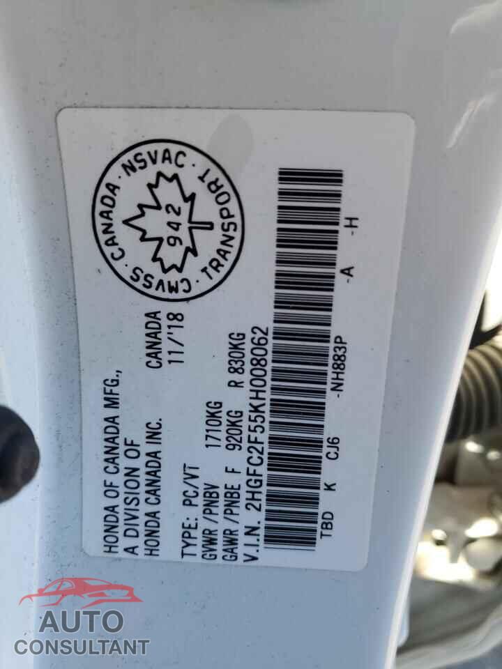HONDA CIVIC 2019 - 2HGFC2F55KH008062