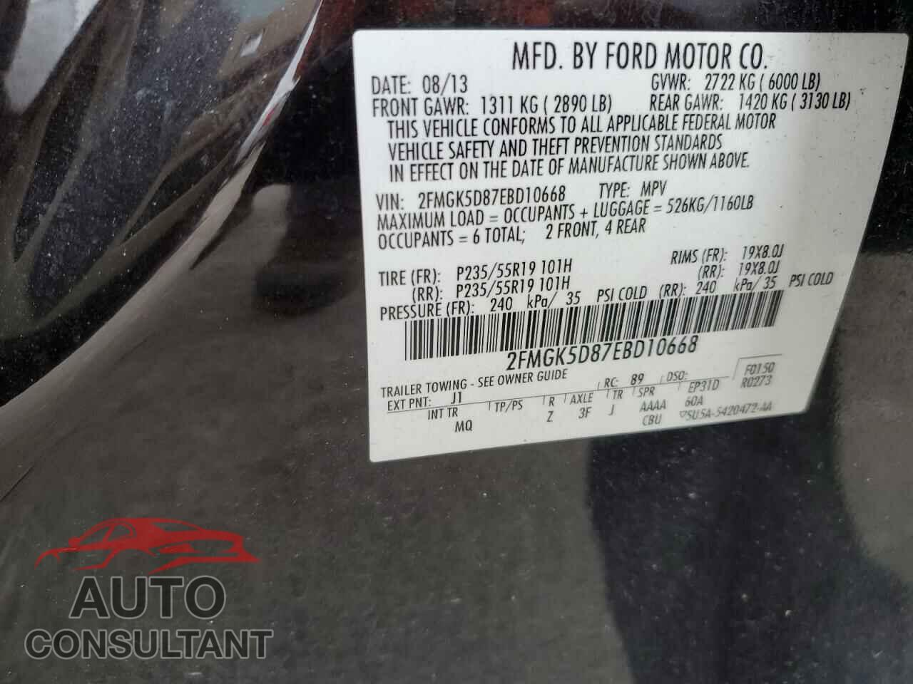 FORD FLEX 2014 - 2FMGK5D87EBD10668