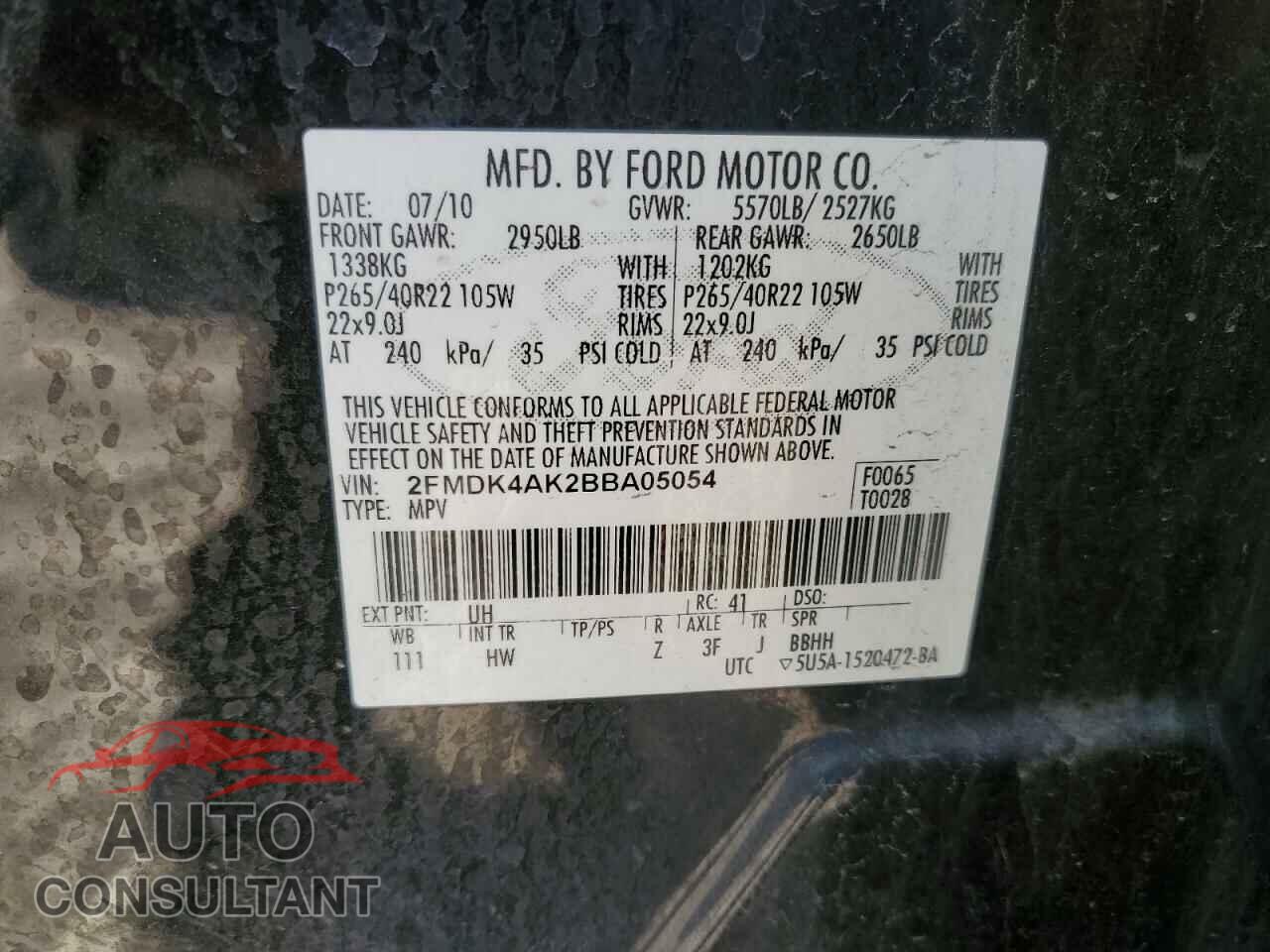 FORD EDGE 2011 - 2FMDK4AK2BBA05054