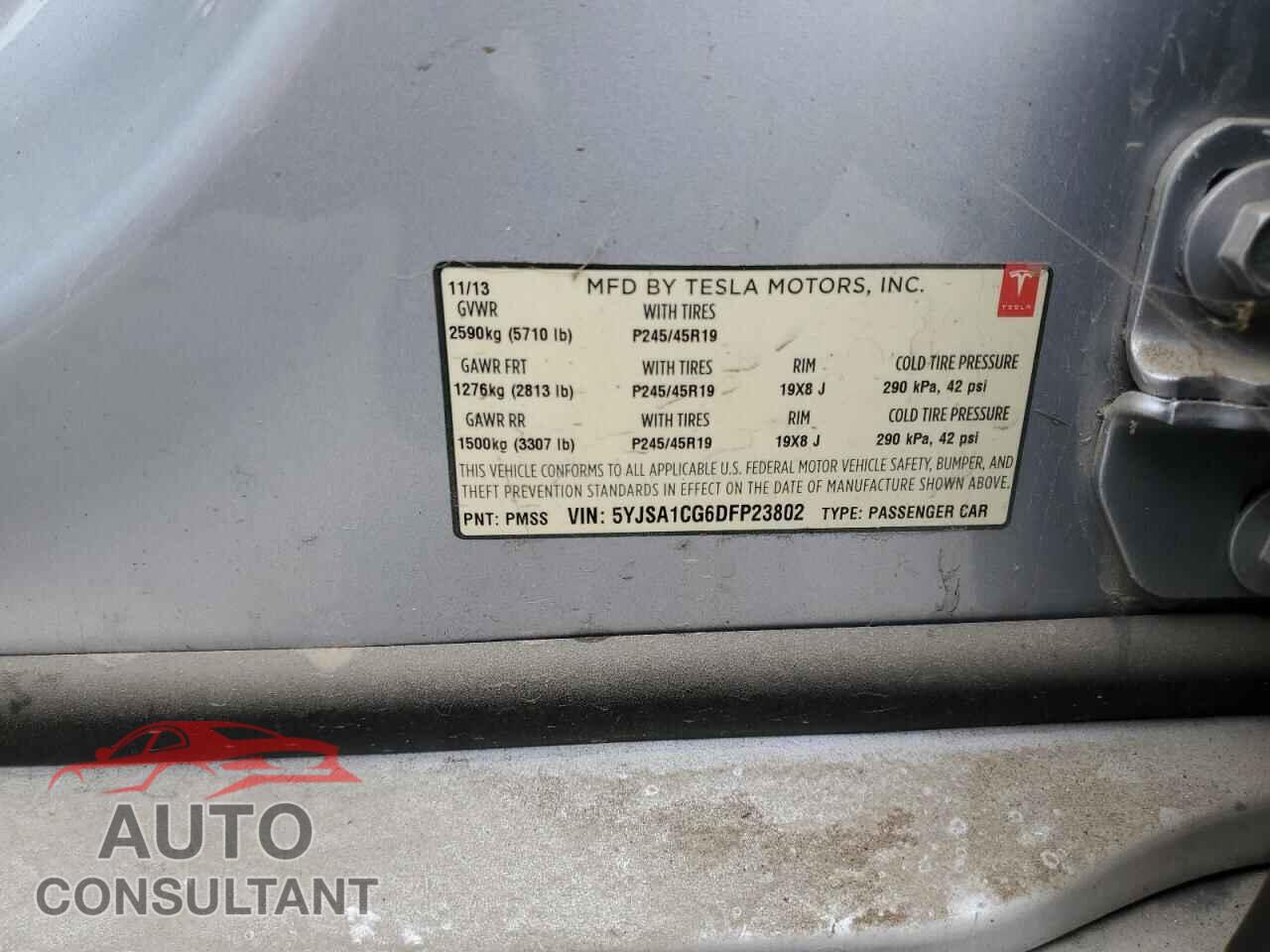 TESLA MODEL S 2013 - 5YJSA1CG6DFP23802