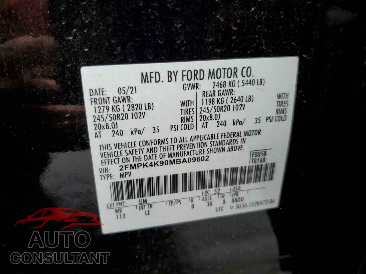 FORD EDGE 2021 - 2FMPK4K90MBA09602