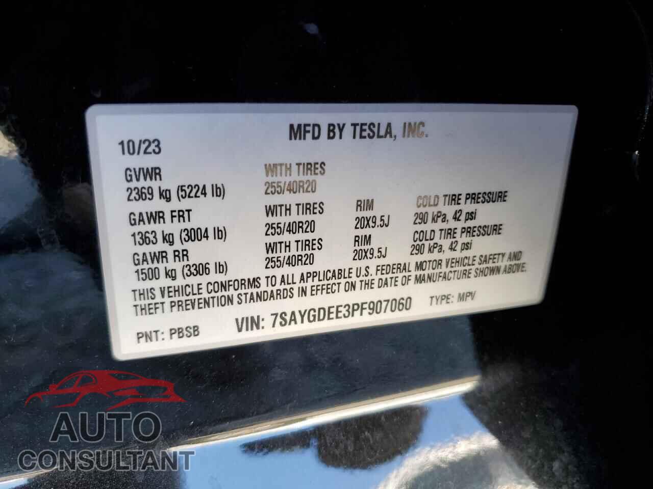 TESLA MODEL Y 2023 - 7SAYGDEE3PF907060