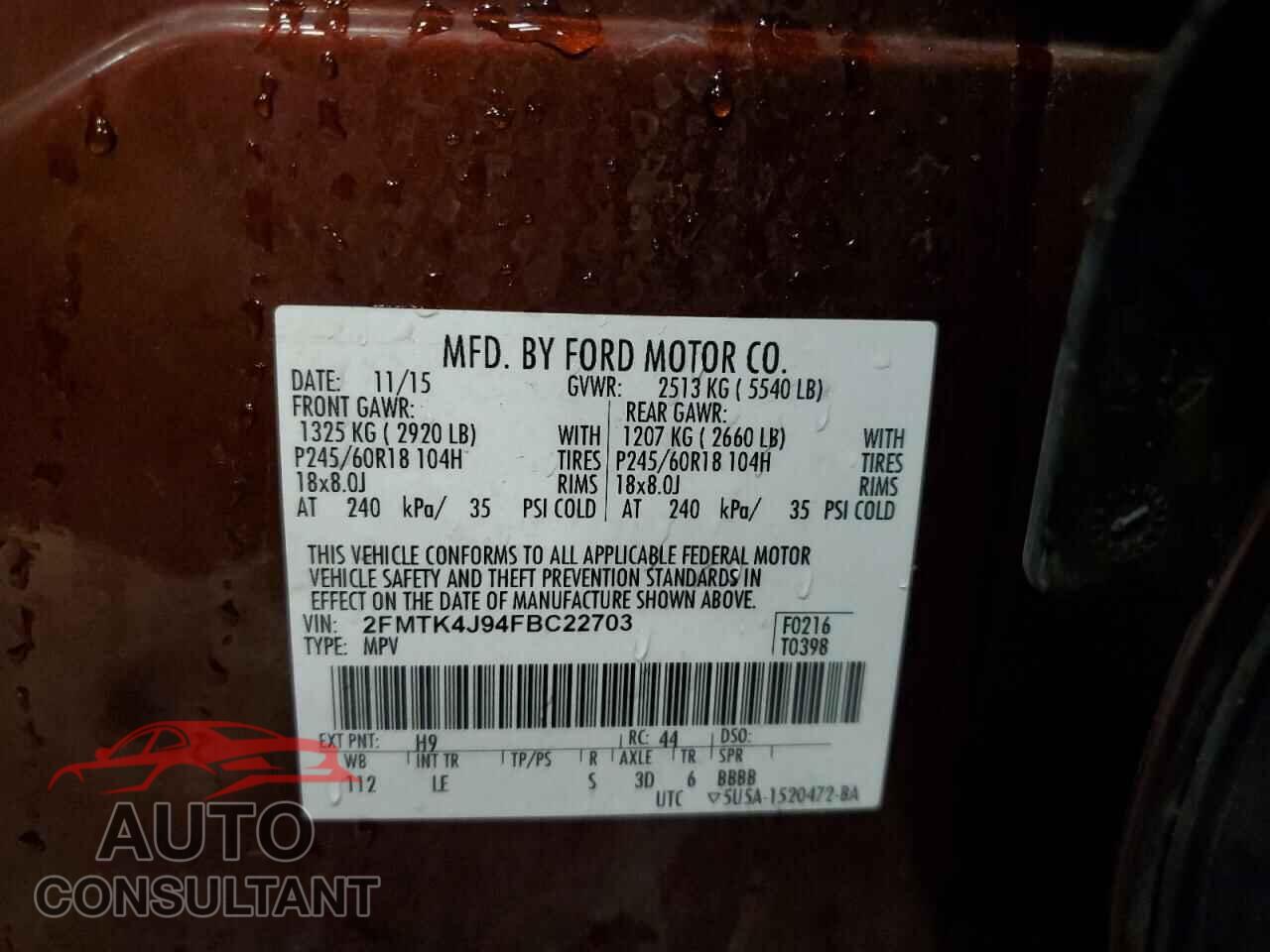 FORD EDGE 2015 - 2FMTK4J94FBC22703