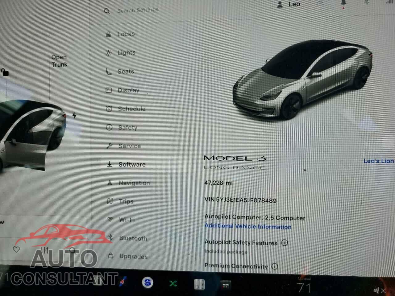 TESLA MODEL 3 2018 - 5YJ3E1EA5JF078489
