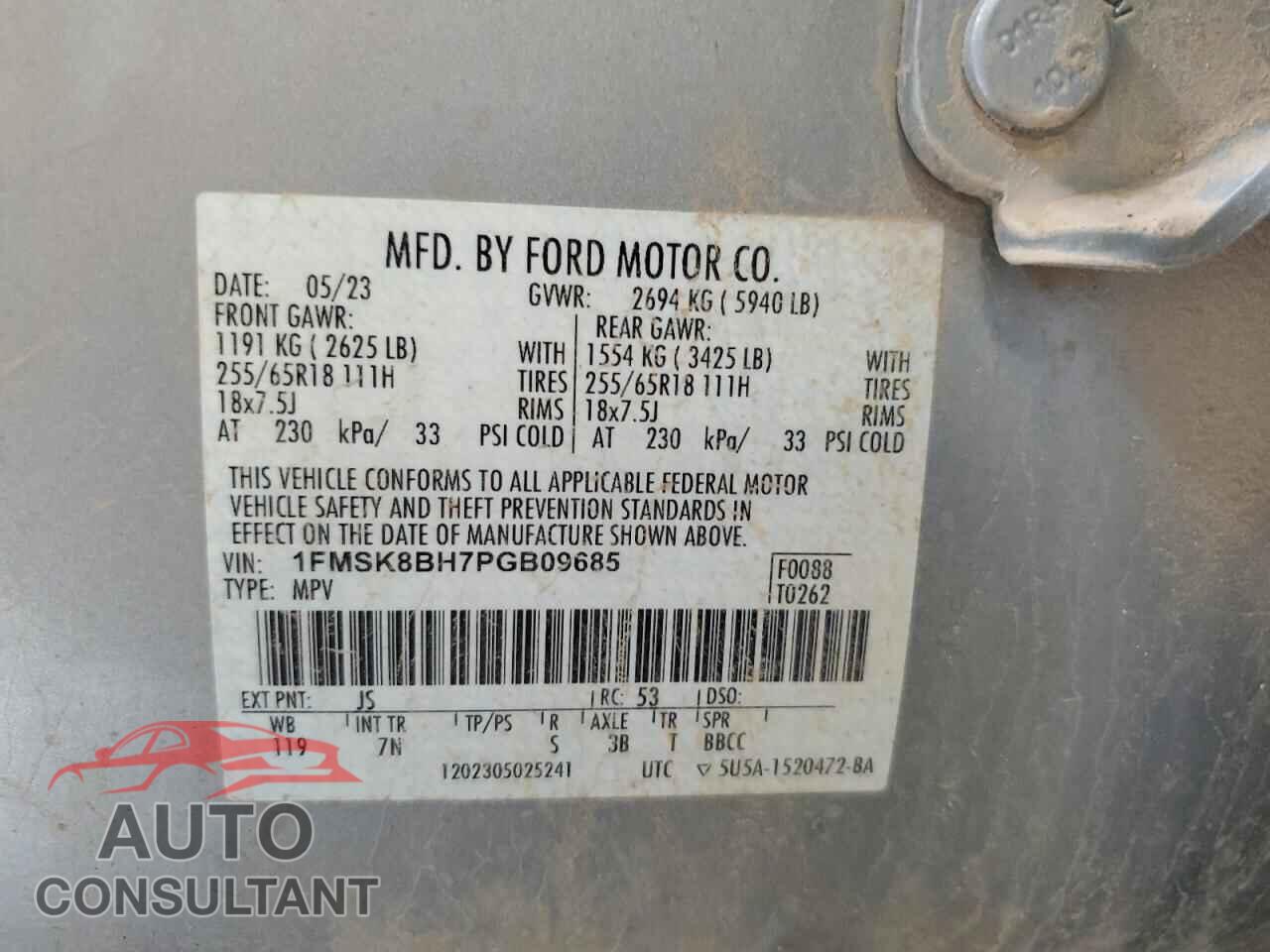 FORD EXPLORER 2023 - 1FMSK8BH7PGB09685