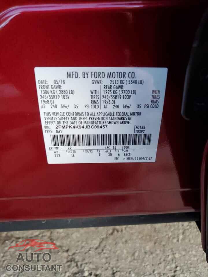 FORD EDGE 2018 - 2FMPK4K94JBC09457