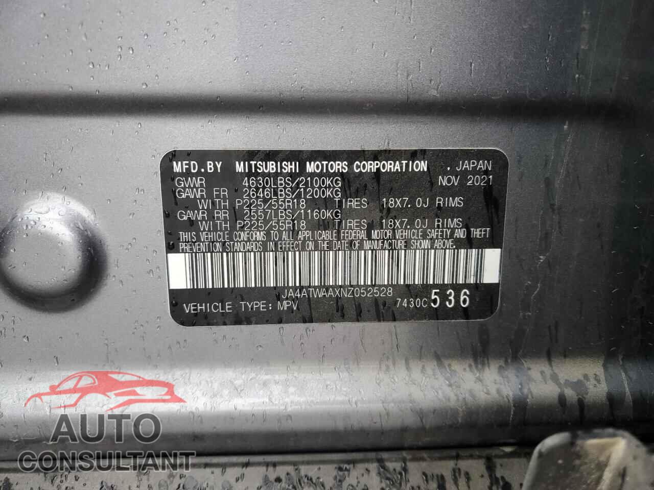 MITSUBISHI ECLIPSE 2022 - JA4ATWAAXNZ052528