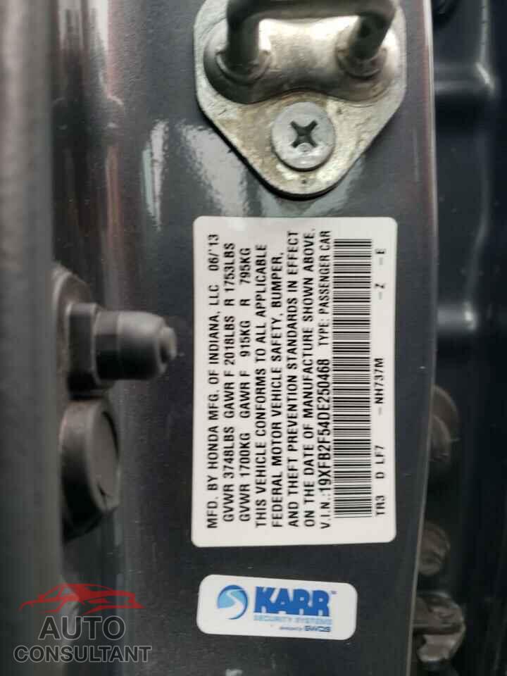 HONDA CIVIC 2013 - 19XFB2F54DE250468