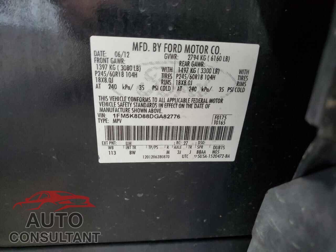 FORD EXPLORER 2013 - 1FM5K8D88DGA82776