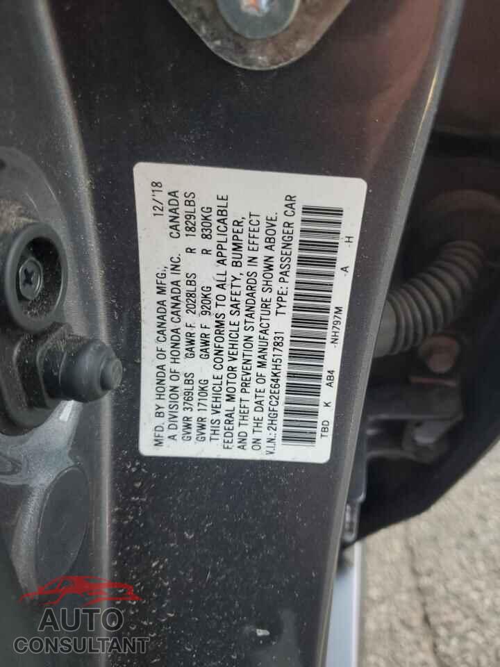 HONDA CIVIC 2019 - 2HGFC2E64KH517831