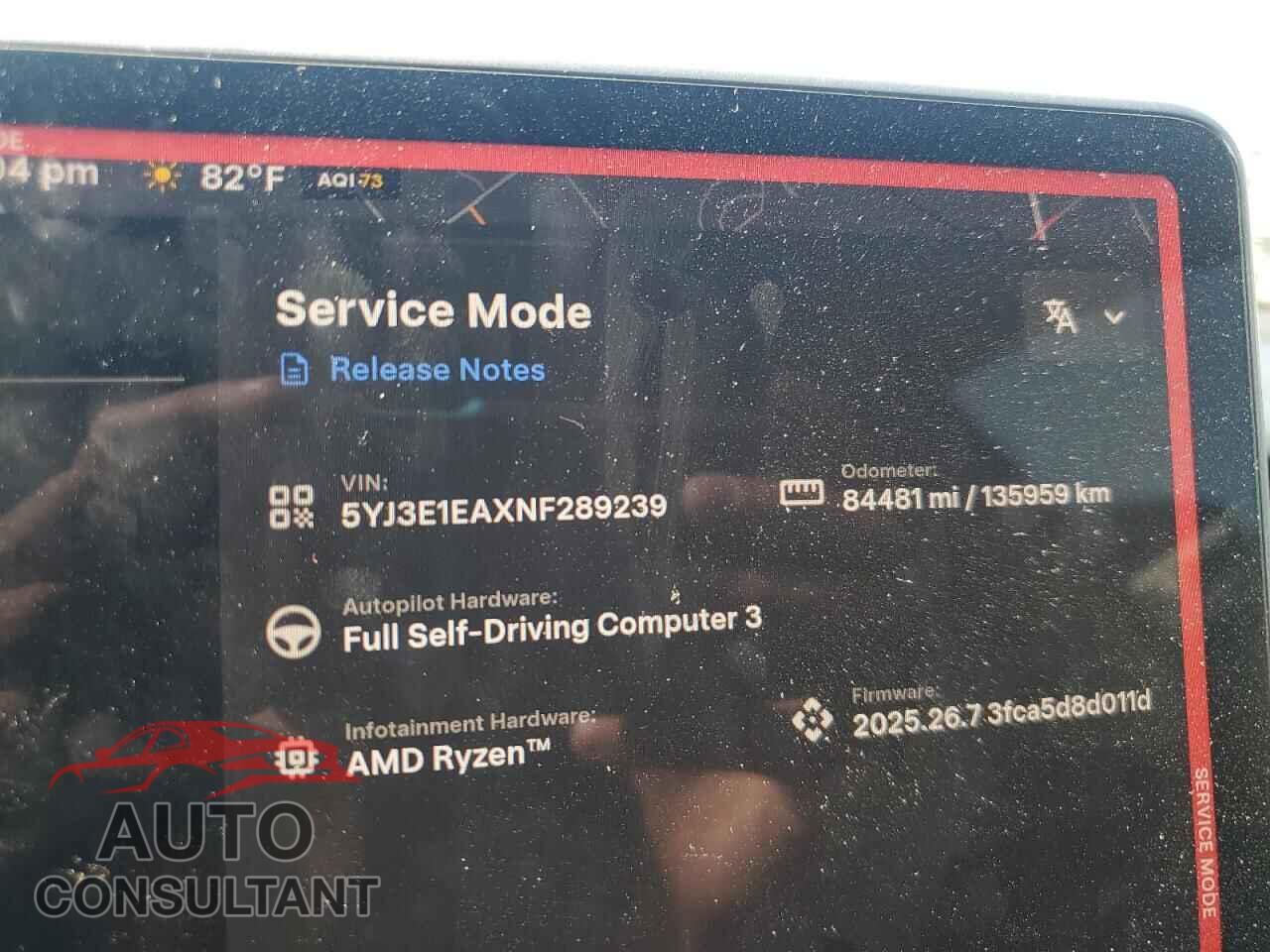 TESLA MODEL 3 2022 - 5YJ3E1EAXNF289239