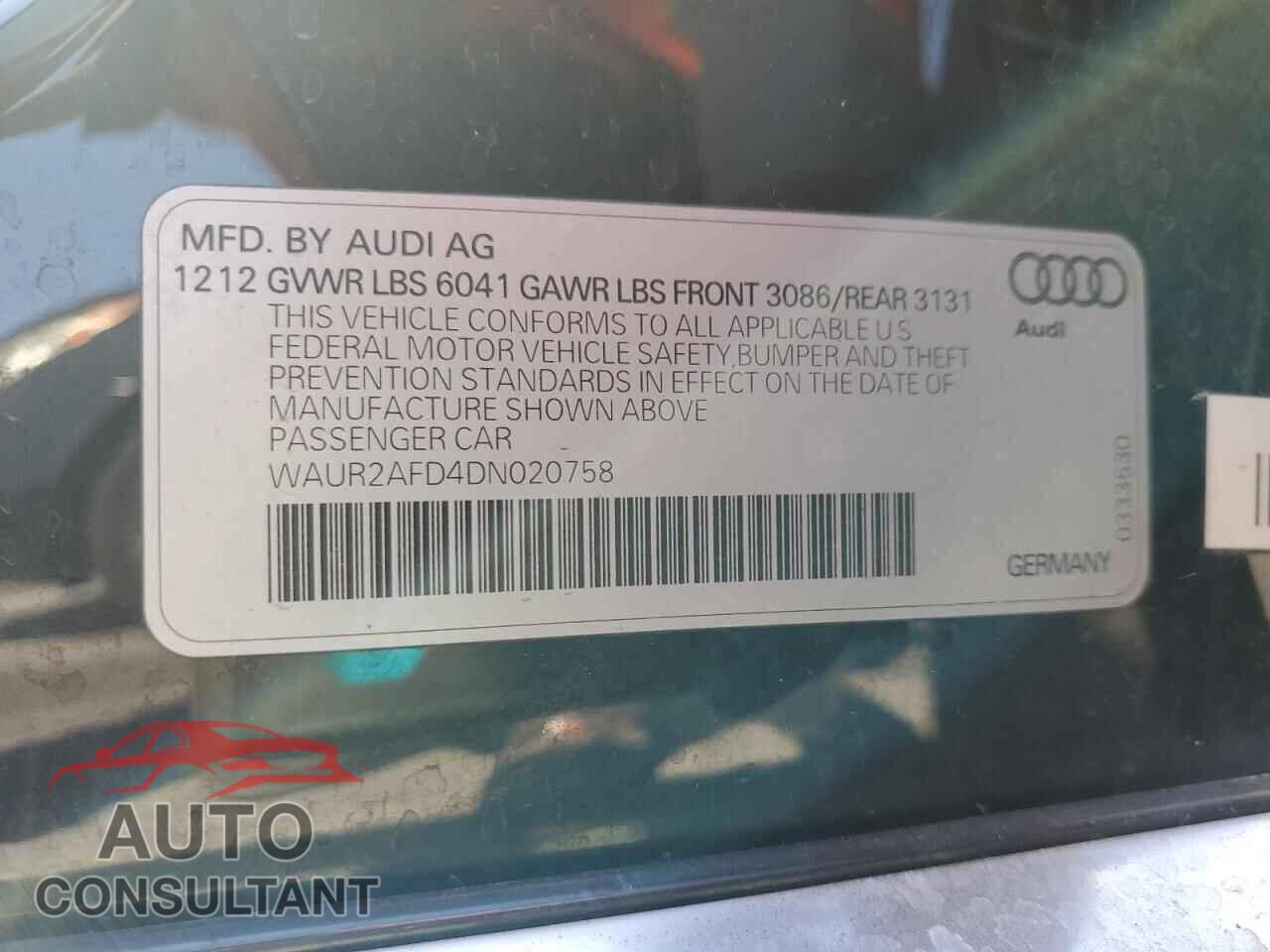 AUDI A8 2013 - WAUR2AFD4DN020758