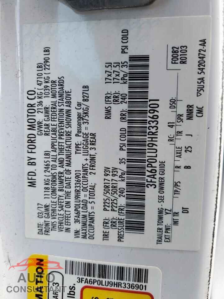 FORD FUSION 2017 - 3FA6P0LU9HR336901