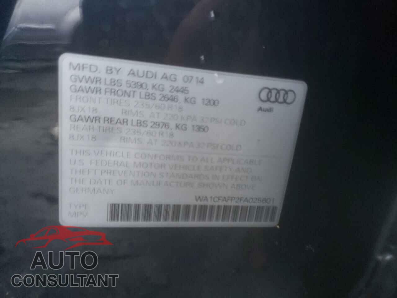 AUDI Q5 2015 - WA1CFAFP2FA025601