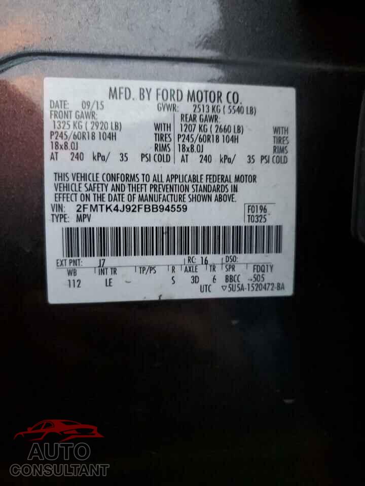 FORD EDGE 2015 - 2FMTK4J92FBB94559