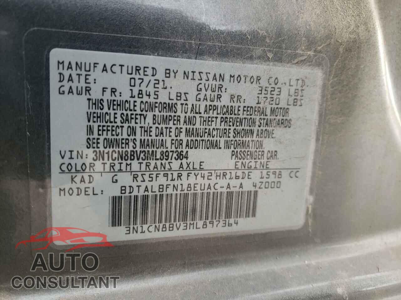 NISSAN VERSA 2021 - 3N1CN8BV3ML897364