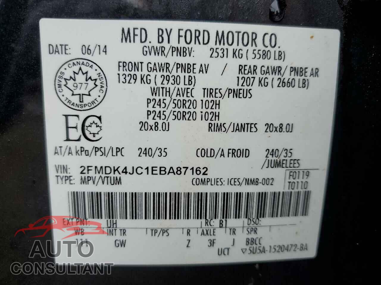 FORD EDGE 2014 - 2FMDK4JC1EBA87162