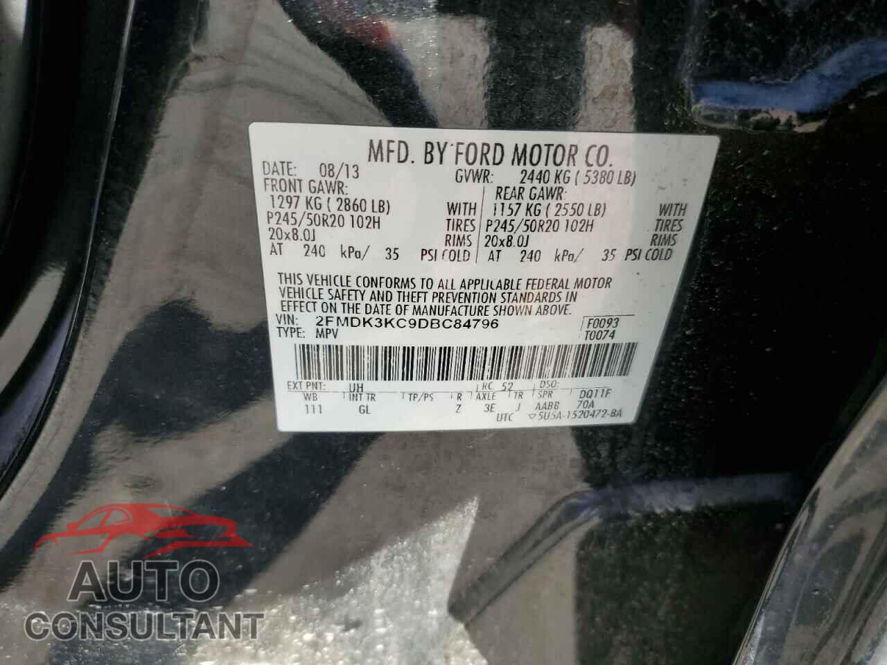 FORD EDGE 2013 - 2FMDK3KC9DBC84796