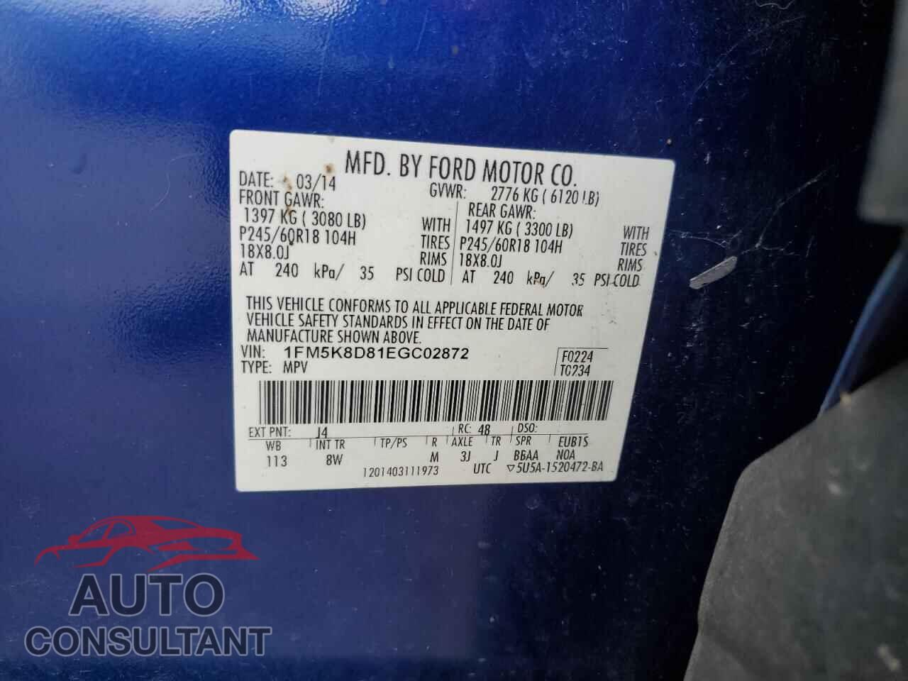 FORD EXPLORER 2014 - 1FM5K8D81EGC02872