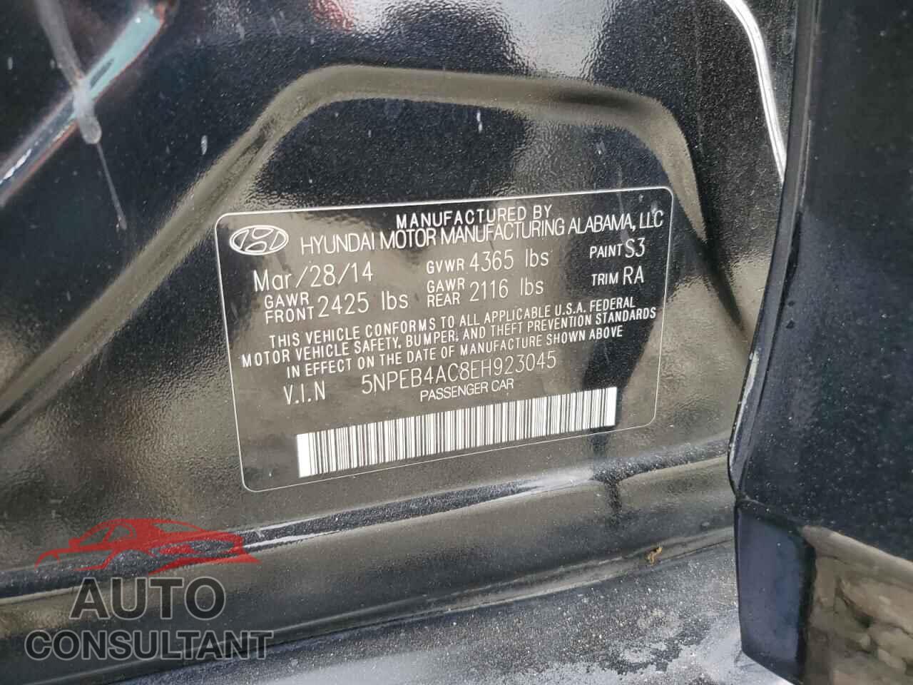 HYUNDAI SONATA 2014 - 5NPEB4AC8EH923045