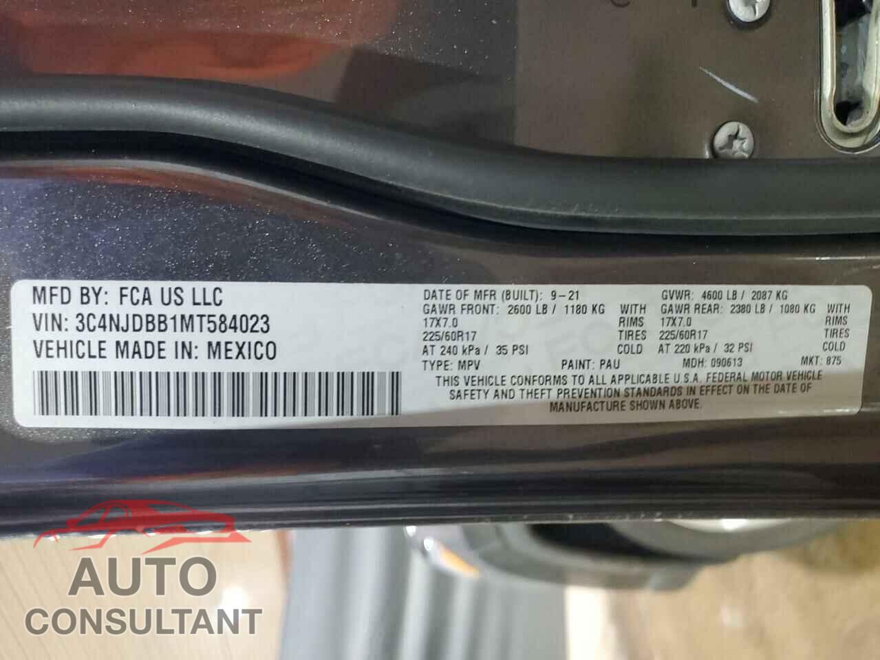 JEEP COMPASS 2021 - 3C4NJDBB1MT584023