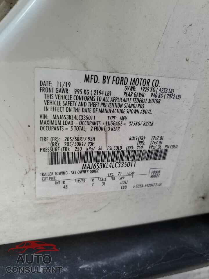 FORD ECOSPORT 2020 - MAJ6S3KL4LC335011