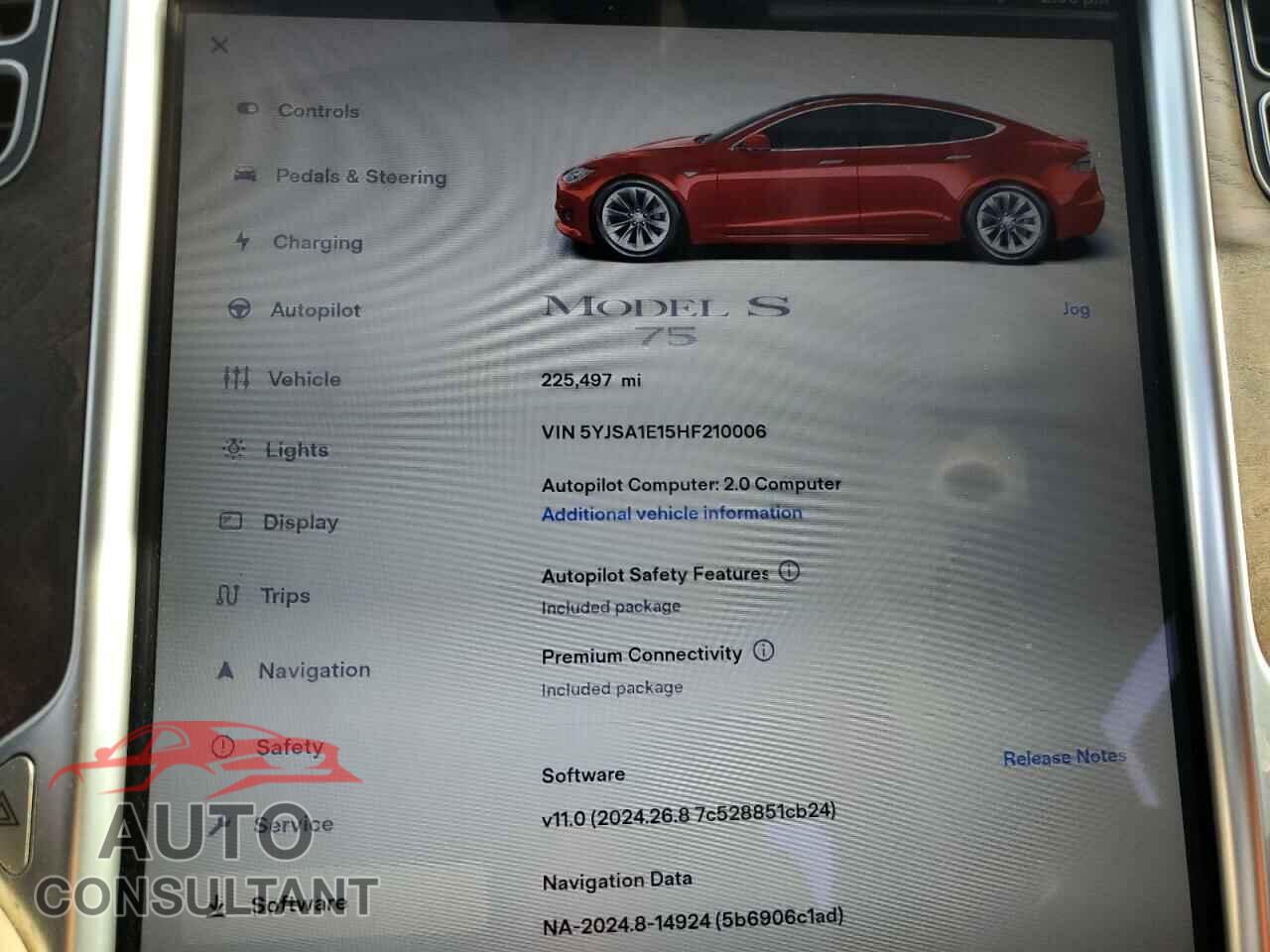 TESLA MODEL S 2017 - 5YJSA1E15HF210006