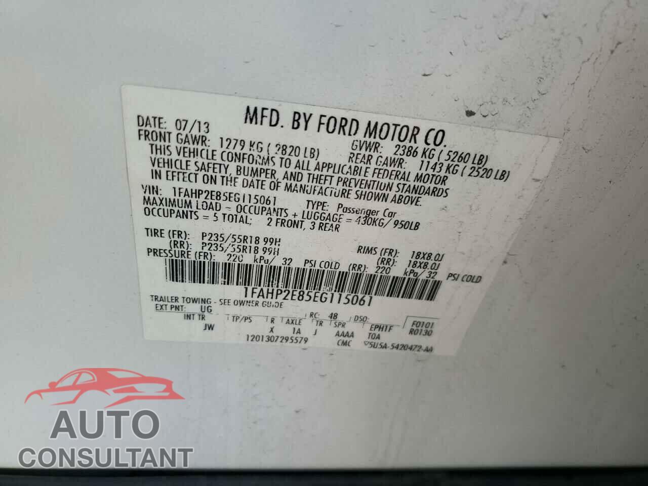 FORD TAURUS 2014 - 1FAHP2E85EG115061