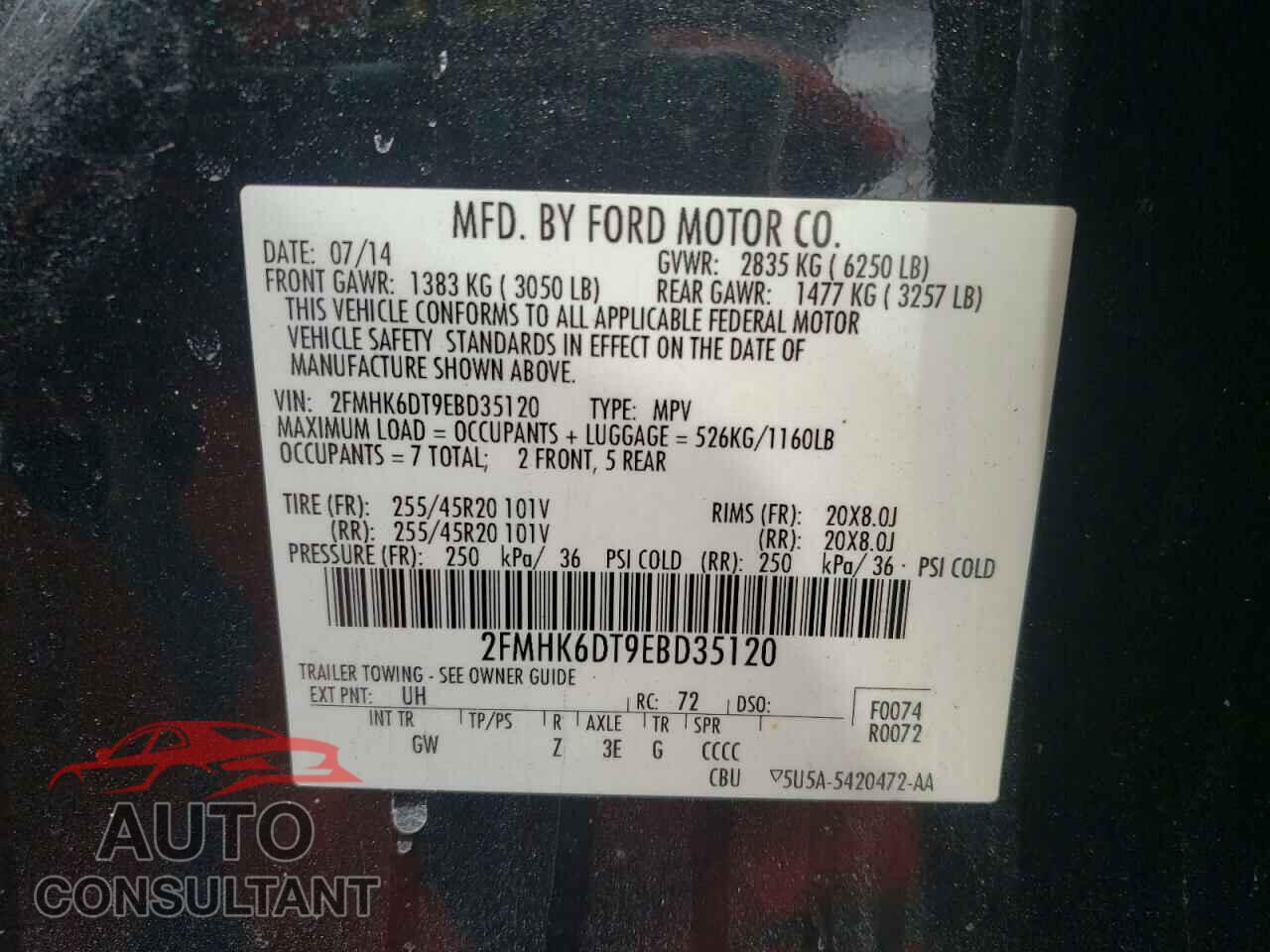FORD FLEX 2014 - 2FMHK6DT9EBD35120