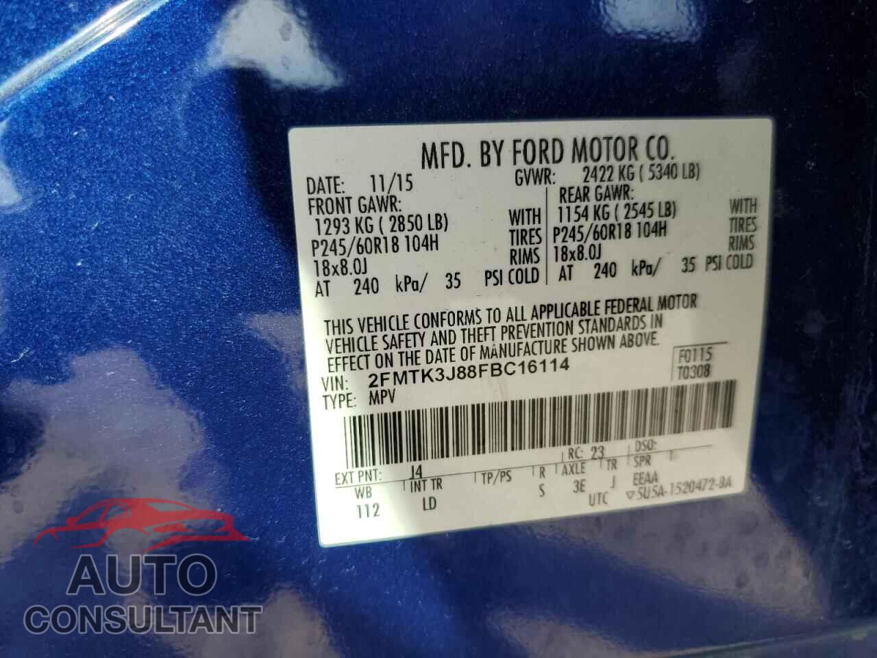 FORD EDGE 2015 - 2FMTK3J88FBC16114