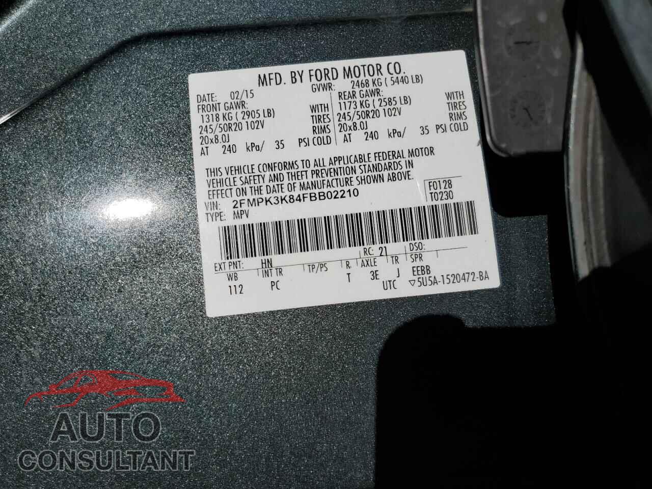 FORD EDGE 2015 - 2FMPK3K84FBB02210