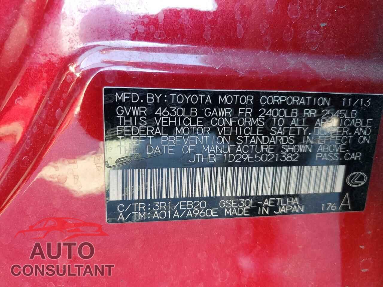LEXUS IS 2014 - JTHBF1D29E5021382