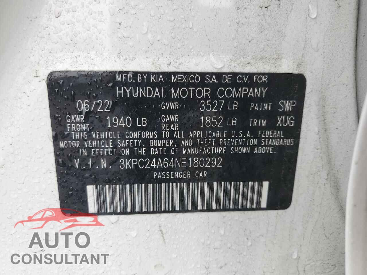 HYUNDAI ACCENT 2022 - 3KPC24A64NE180292