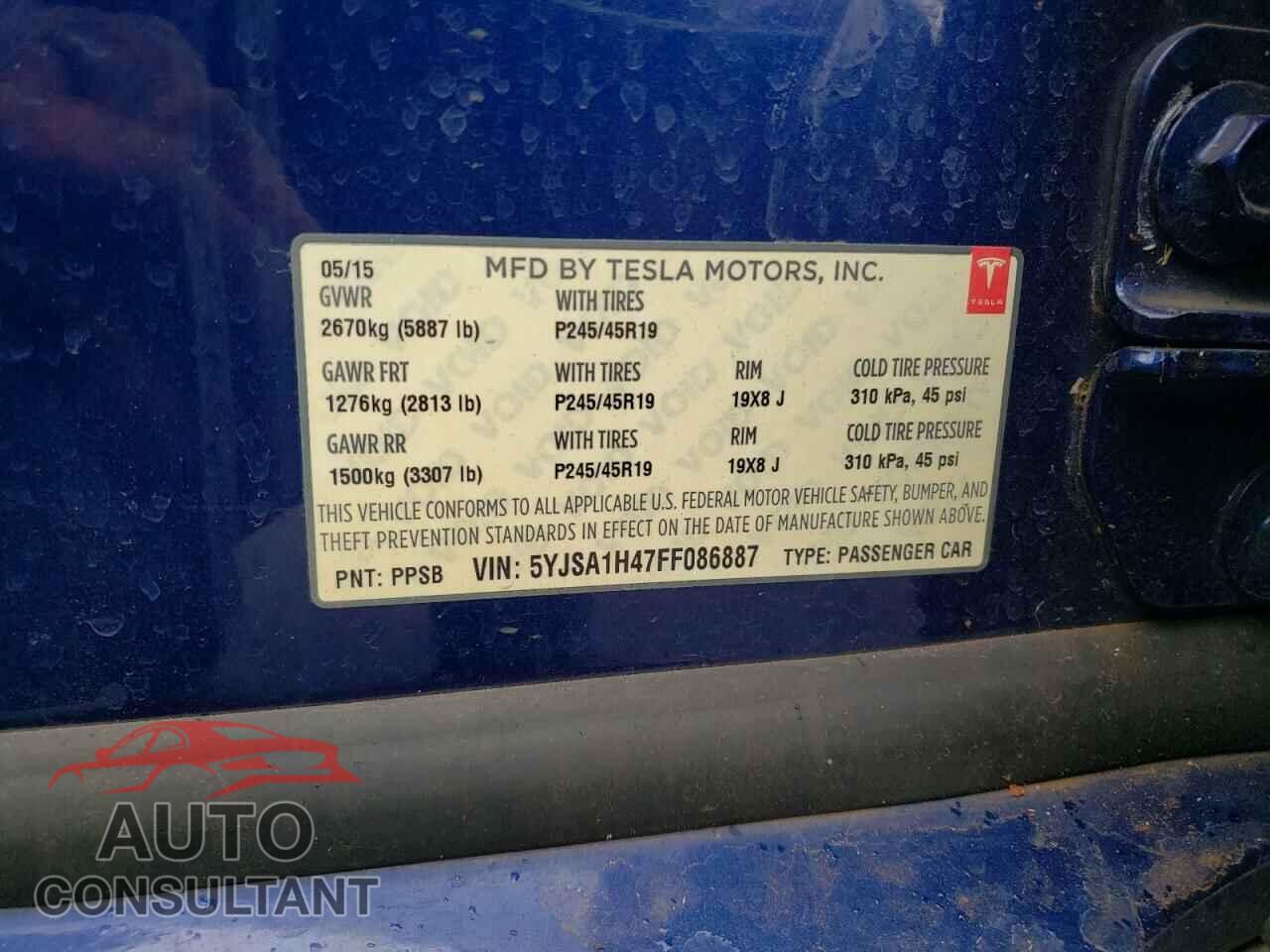 TESLA MODEL S 2015 - 5YJSA1H47FF086887