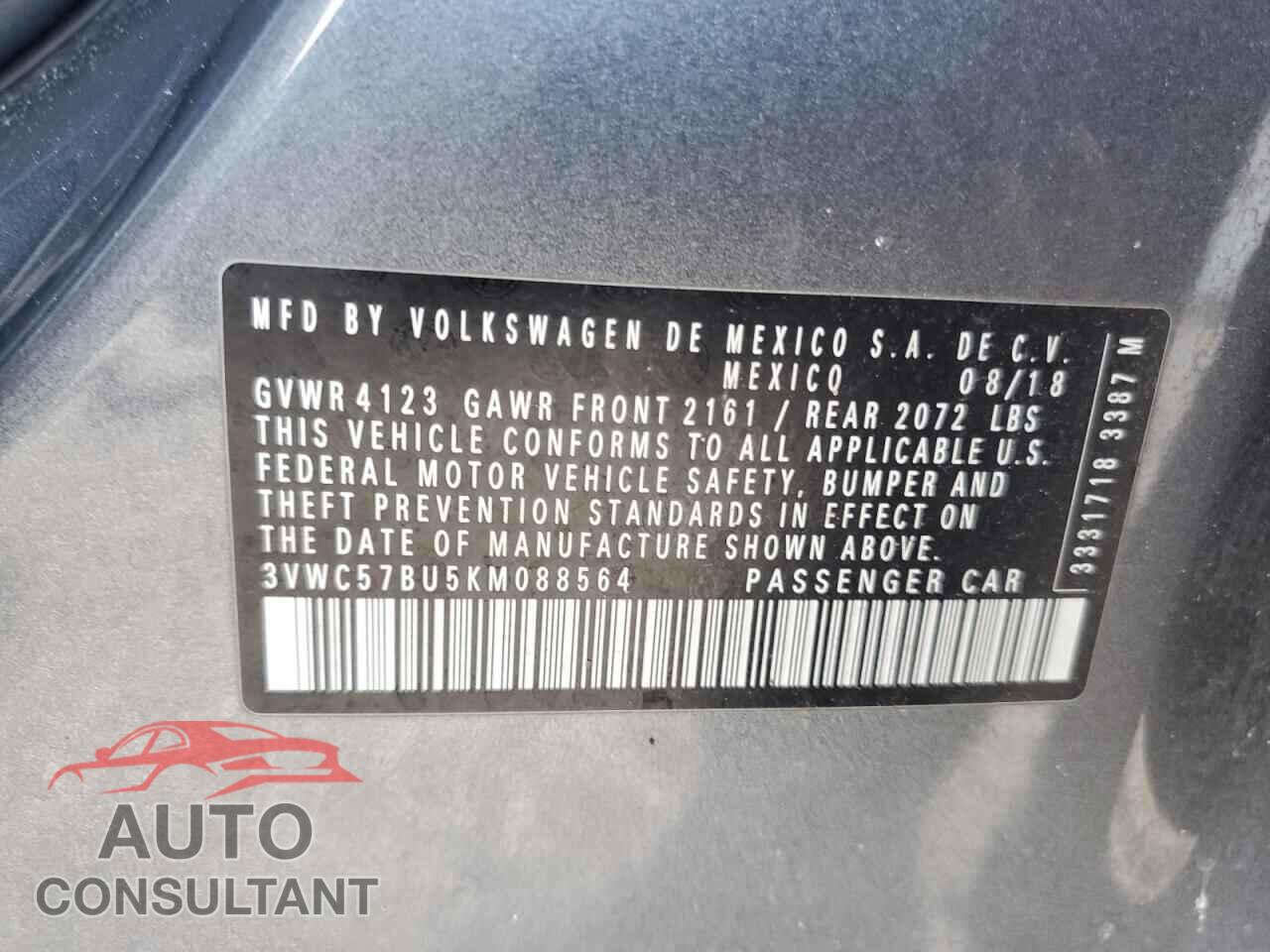 VOLKSWAGEN JETTA 2019 - 3VWC57BU5KM088564