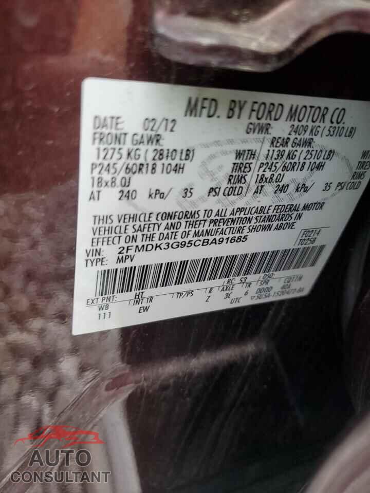 FORD EDGE 2012 - 2FMDK3G95CBA91685