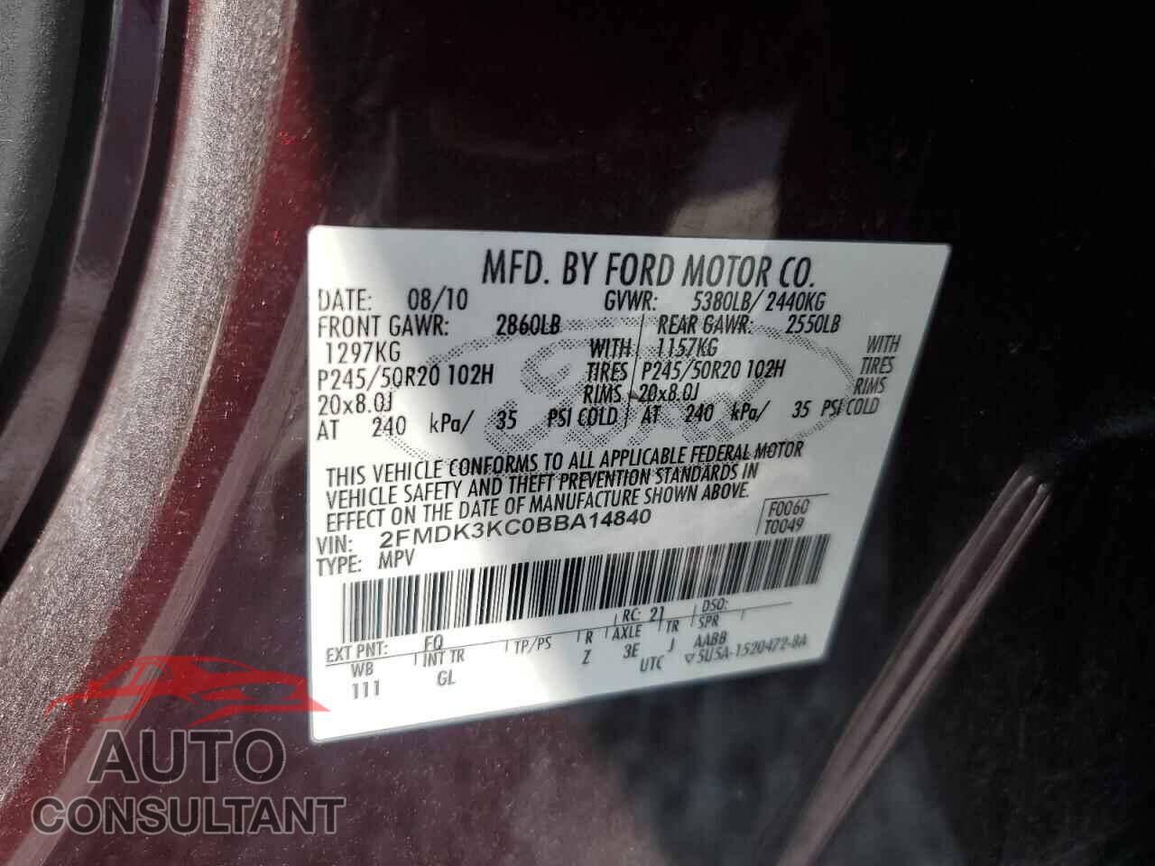 FORD EDGE 2011 - 2FMDK3KC0BBA14840