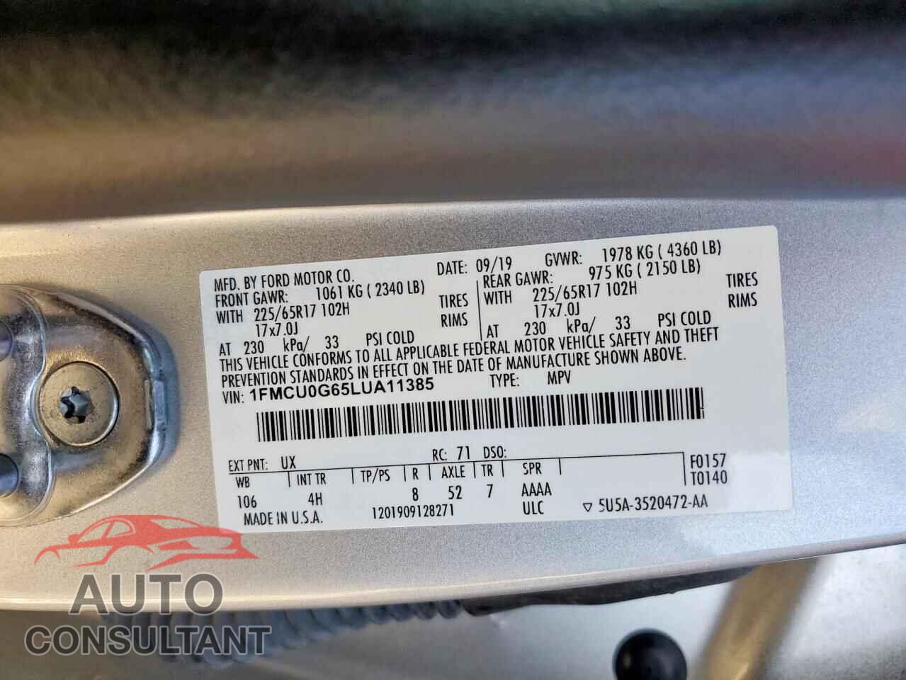 FORD ESCAPE 2020 - 1FMCU0G65LUA11385