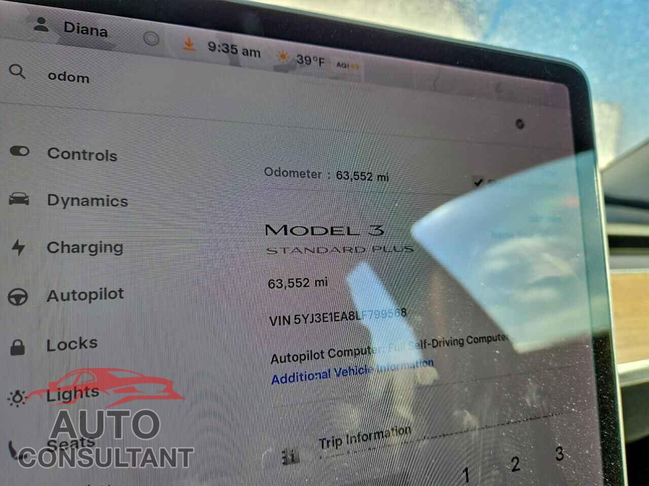 TESLA MODEL 3 2020 - 5YJ3E1EA8LF799568