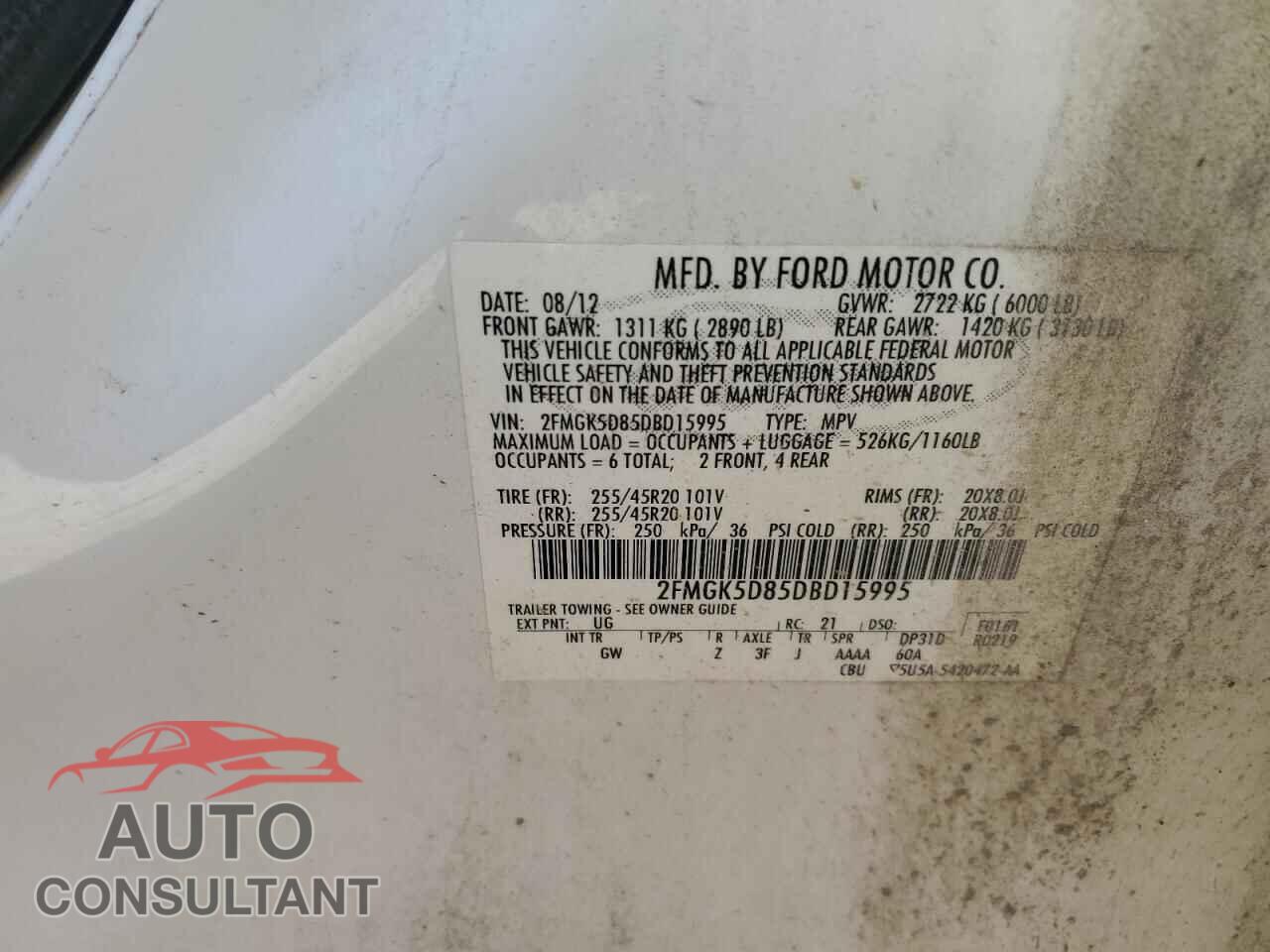 FORD FLEX 2013 - 2FMGK5D85DBD15995