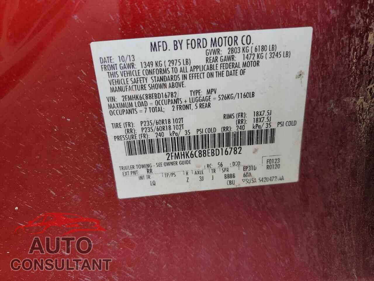 FORD FLEX 2014 - 2FMHK6C88EBD16782