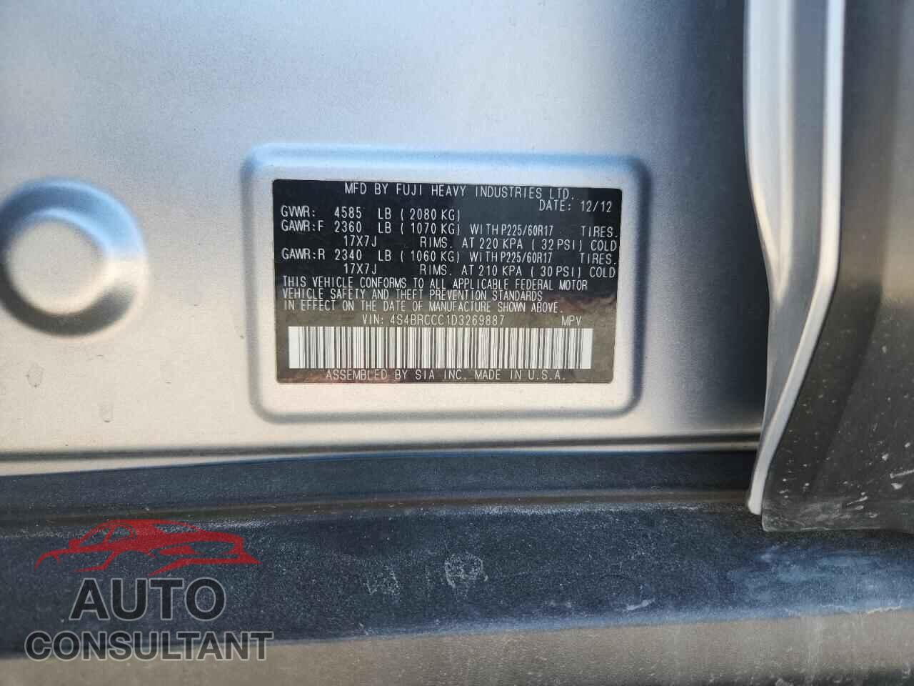 SUBARU OUTBACK 2013 - 4S4BRCCC1D3269887