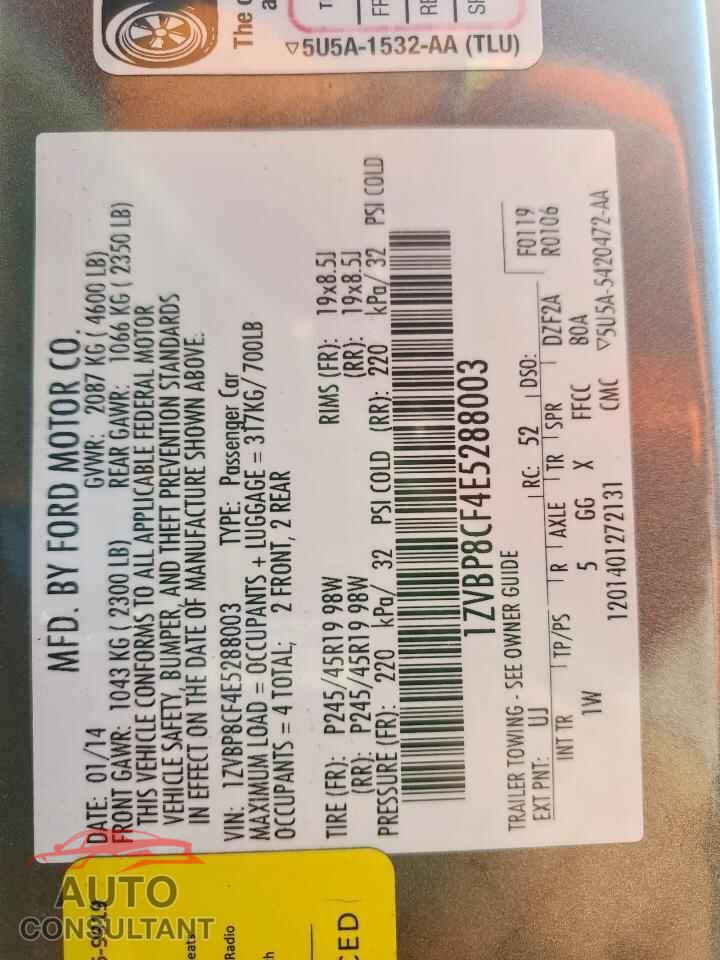 FORD MUSTANG 2014 - 1ZVBP8CF4E5288003