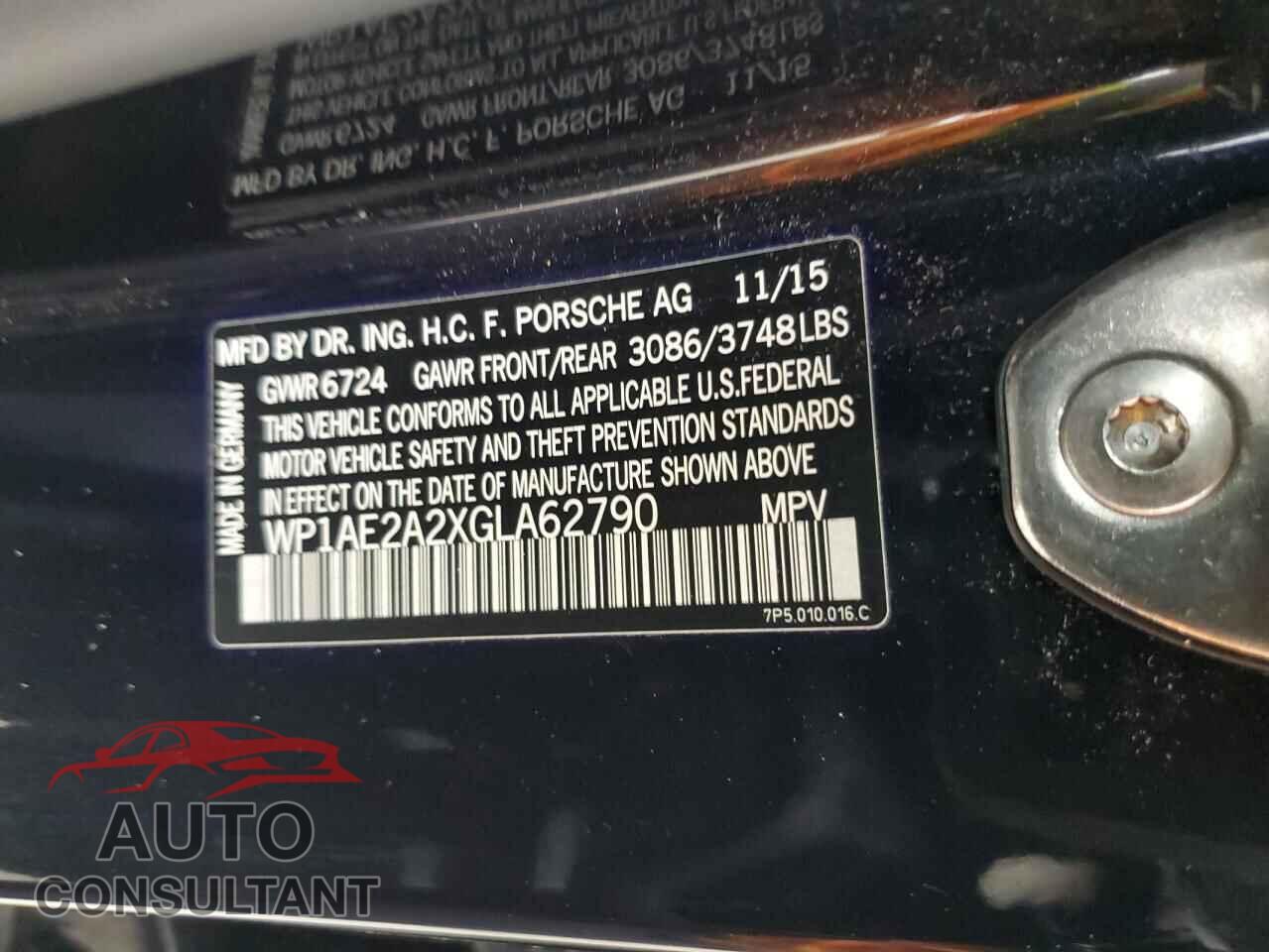 PORSCHE CAYENNE 2016 - WP1AE2A2XGLA62790
