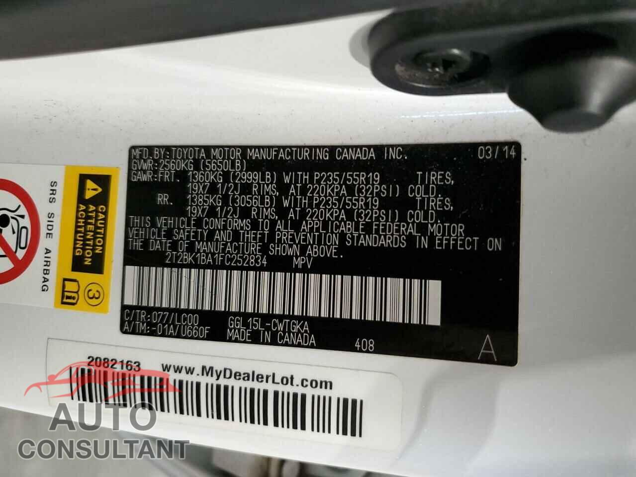 LEXUS RX350 2015 - 2T2BK1BA1FC252834