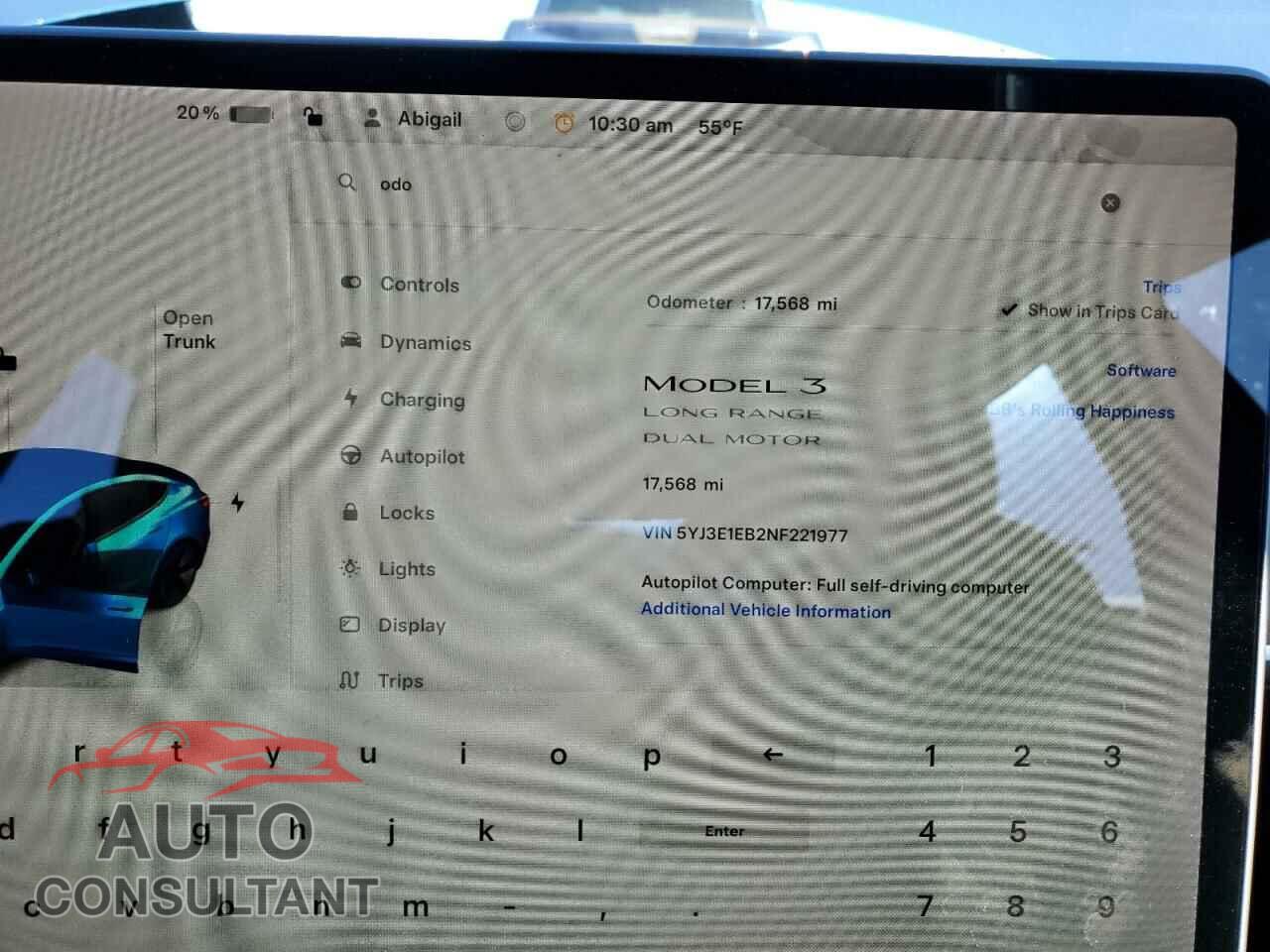 TESLA MODEL 3 2022 - 5YJ3E1EB2NF221977